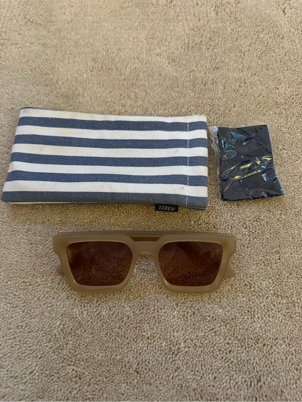 J. Crew Translucent Beige Square Sunglasses with Brown Lenses - Picture 4 of 4